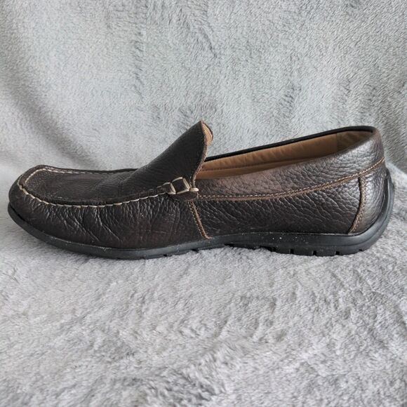 ECCO Driving Slip On Loafers Shoes Men\'s 9-9.5 Brown Pebble Leather Moccasins main image 5